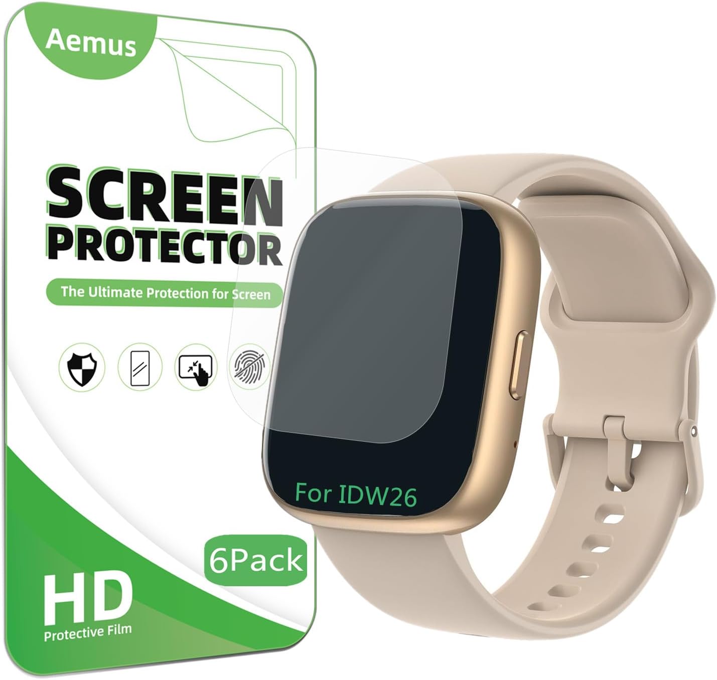 Screen Protector Compatible for Cillso IDW26 / IDW25 Smart Watch 1.83" (6 Pack) Clear TPU Soft Film, Compatible for EchoByte, aeac IDW28 Smartwatch 1.85 Screen Protector