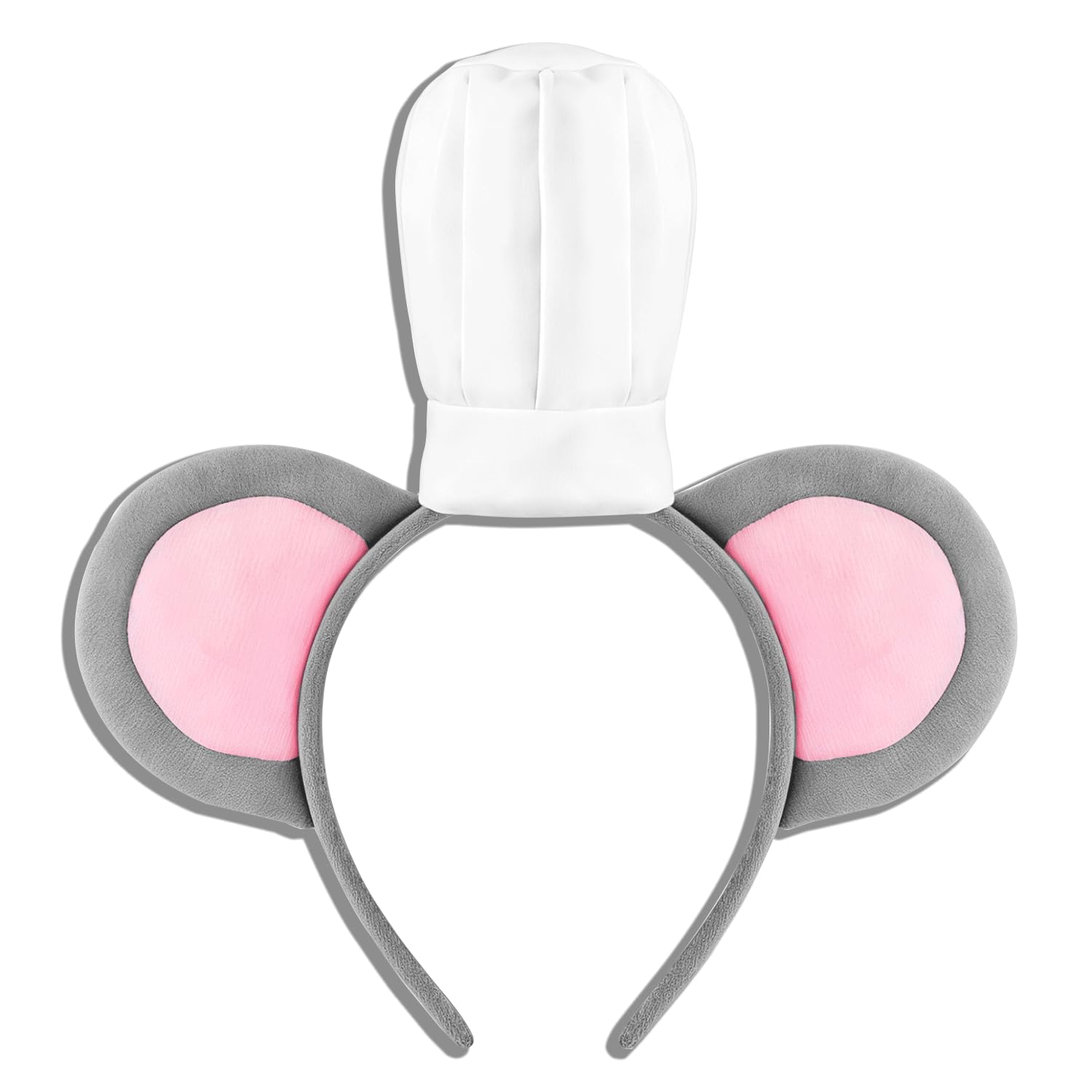 HIXNUG Mouse Headband with Chef Hat Grey Ears Rat Cartoon Animal Costume Halloween Cosplay Fancy Dress Party Decoration