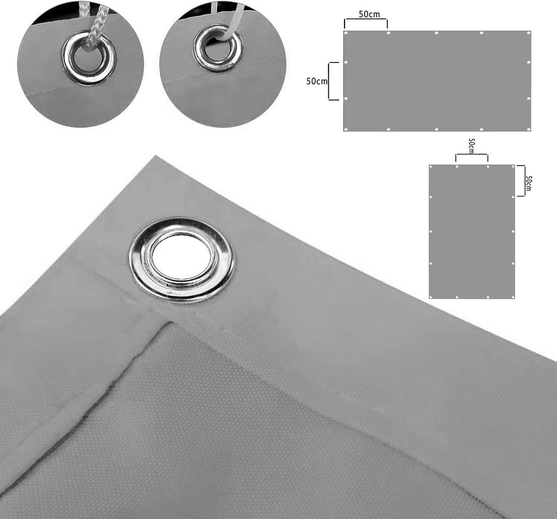 Sun Sonnensegel Sonnenschutz Sonnentuch 2.5x3M Sonnenschutz Wetterschutz Wetterbeständig Sonnensegel quadratisch wasserabweisend inkl Befestigungsseile Für Garten Terrasse Camping, Hellgrau, 22073 - 4