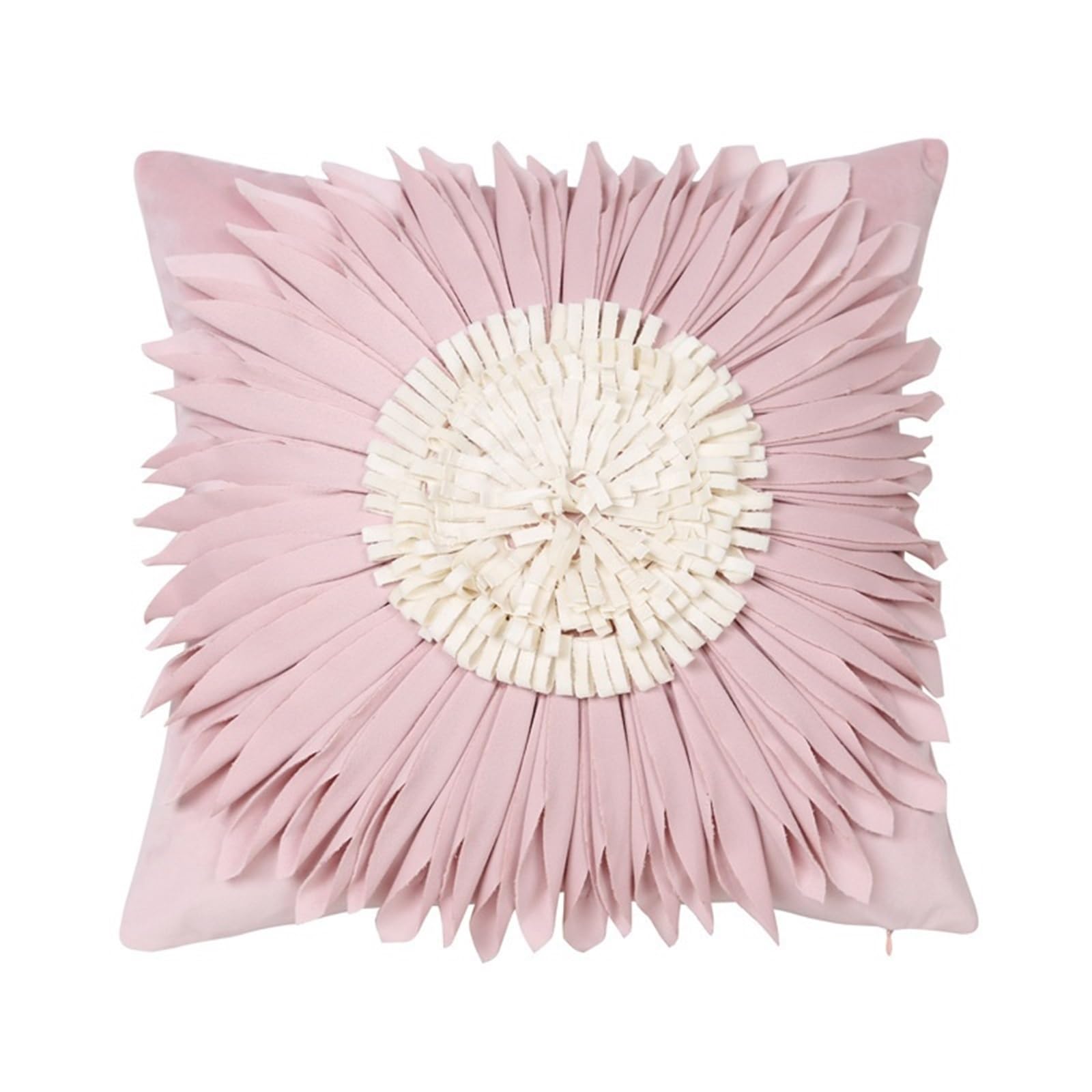 LCKKJHG Pink Heart Style Small Daisy Sunflower Plush Pillowcase 30x50/45x45CM 3D Floral Velvet Cushion Cover(A 45x45cm)