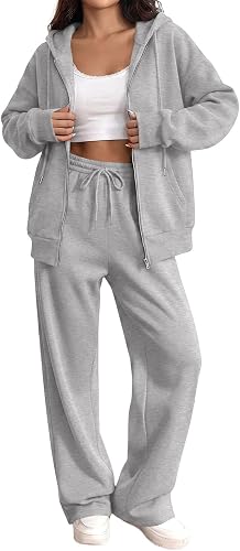 Fall Matching Sets Women Clothing 2026 Oversized Zip Up Hoodie and Womens Wide L