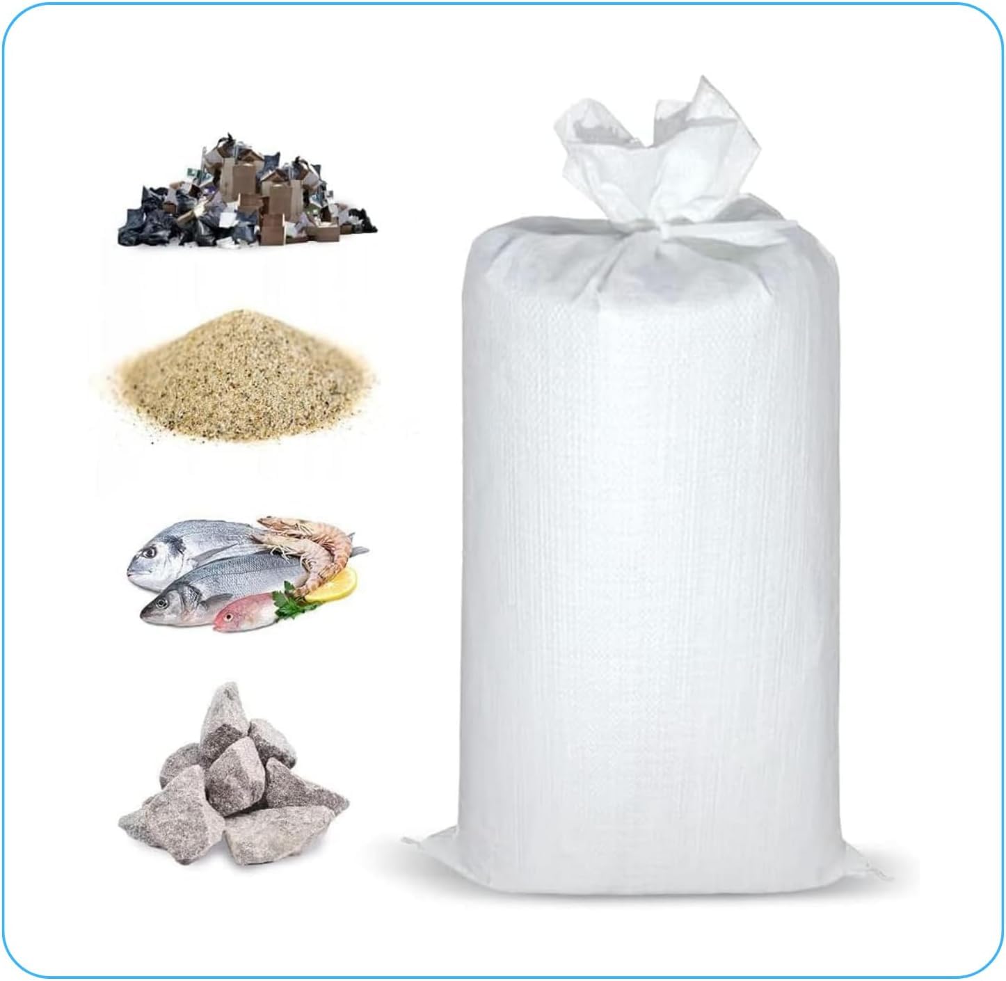 Sac à Gravat 50x80 cm Lot de 500 - Sacs en Polypropylène Alimentaire pour Cereale Chantier Riz et Grain | Sacs de Chantier, de Jardin et à Sable | Tissés PP | Réutilisables