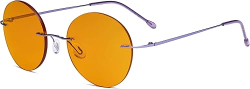 Miniatura 7 de Eyekepper Lentes de bloqueo de luz azul sin marco con lente tintada naranja para dormir, anteojos de lectura para computadora sin montura redondos