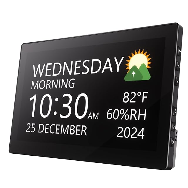 Raynic Digital Clock Large Display Calendar Clock with 12 Themes 20 Alarms 20 Reminders Auto Dimming 12 24