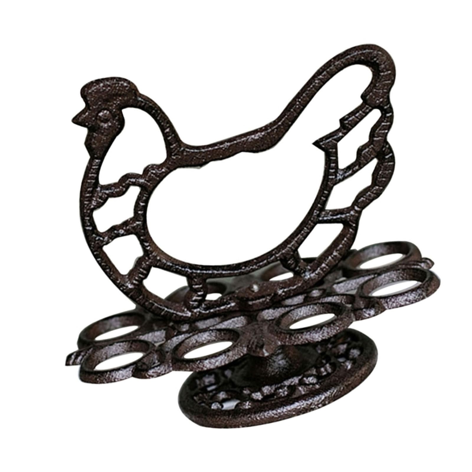 Farmhouse Cast Iron Eggs Rack with Rooster Design Suitable for Indoor Outdoor Use Fashion Eggs Tray