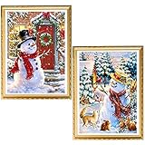 UPINS 2 Pcs 5D DIY Christmas Full Drill Rhinestone Diamond Painting Kits for Home Décor
