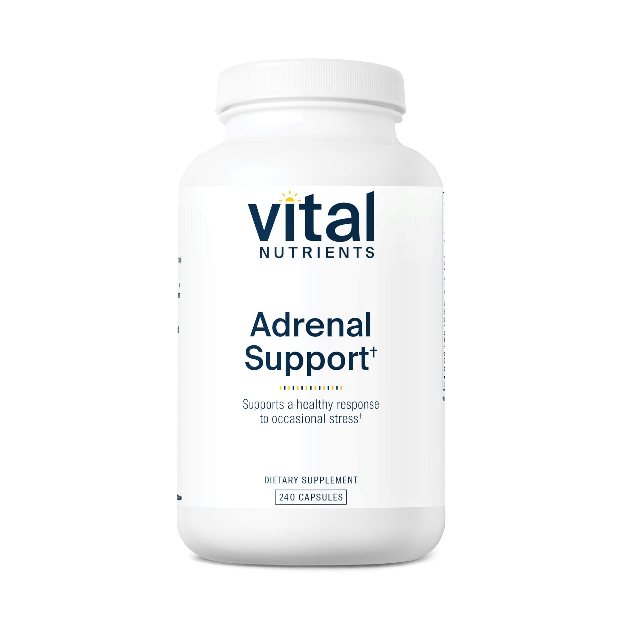 Vital Nutrients Adrenal Support | Adrenal Support Supplements for Gland Function and Cortisol Management | Supports Energy and Stress Levels | Gluten, Dairy, Soy Free | 240 Capsules