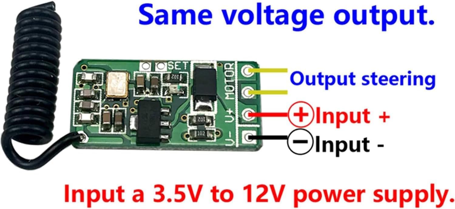 Ultra Small Motor Remote Switch 3.7V 4.5V 5V 6V 7.4V 9V 12V Mini Motor Forward Reverse and Stop Function Micro Switch ASK Radio Remote Control - Image 4