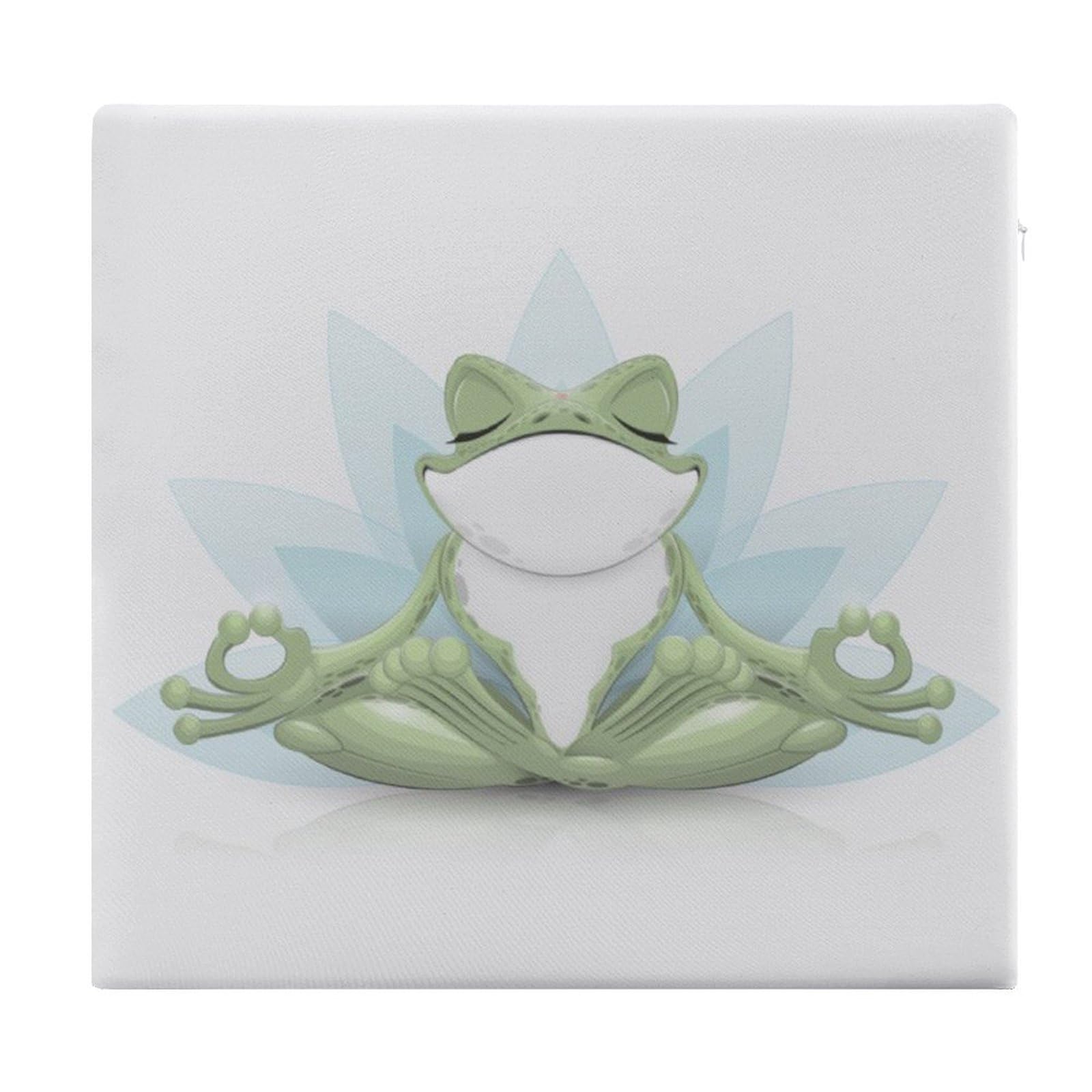 JZemdybill Chair Pad, Funny Yoga Frog Seat Pad, Square Chair Cushion for Yoga Living Room Balcony