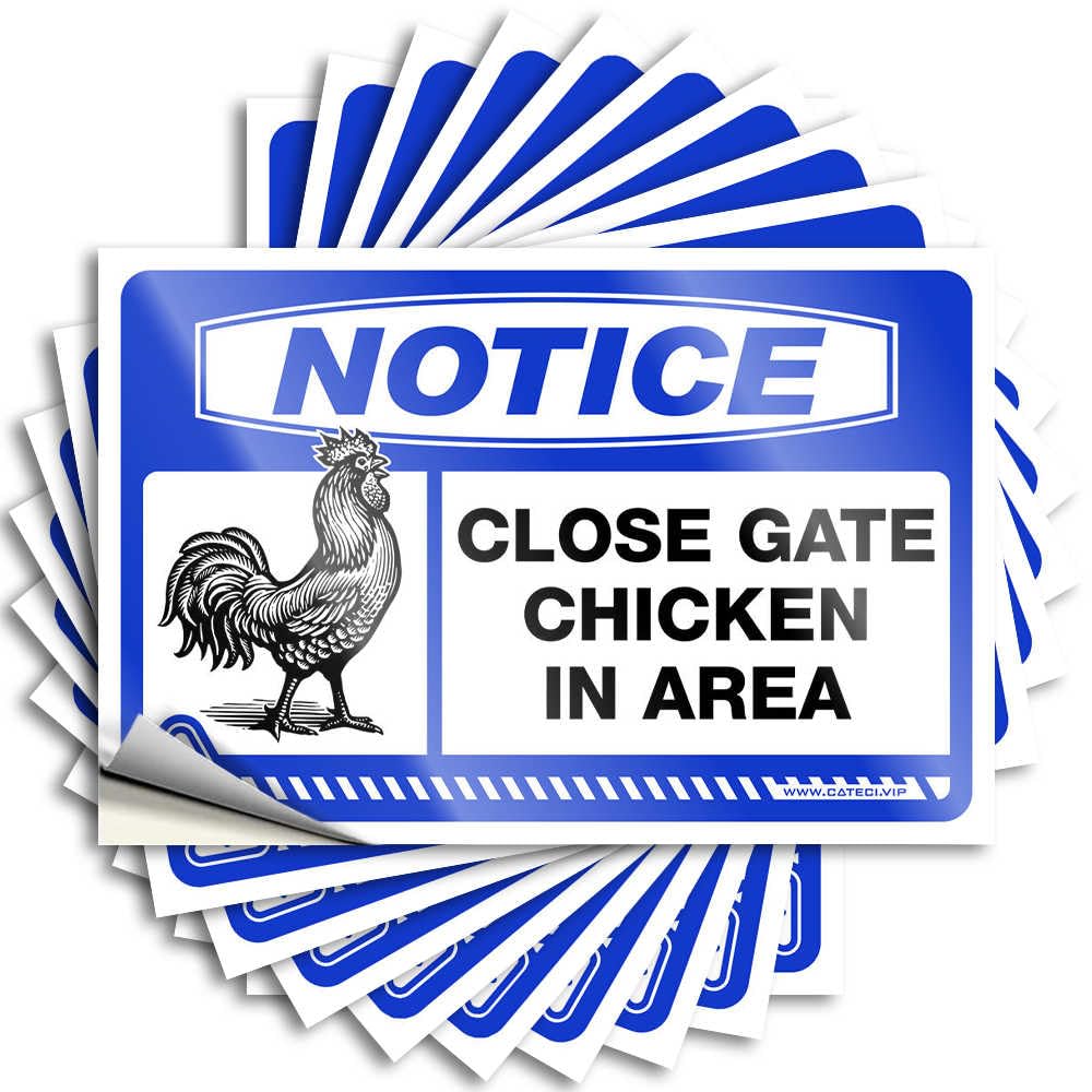 Notice Close Gate Chicken in Area Helmet Mini - Funny Kitchen Decor Tattoo Self Adhesive Sticker(12X18CM)