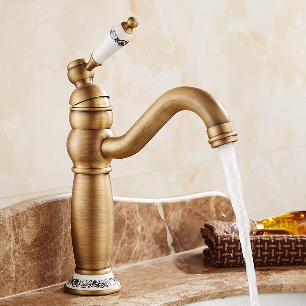 Robinet monotrou rotation rétro lavabo cuivre eau chaude froide vanité salle de bain