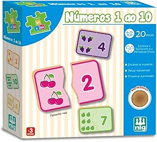 Nig Brinquedos Jogo Educativo Madeira Be a Bá Números 1 a 10