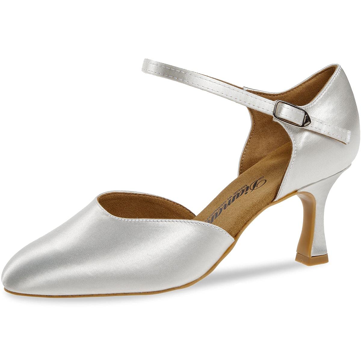 Diamant 051-085-092-Y Women's Dance Shoes / Bridal Shoes Satin White 6.5 cm Flare Heel VarioSpin Sole Made in Germany
