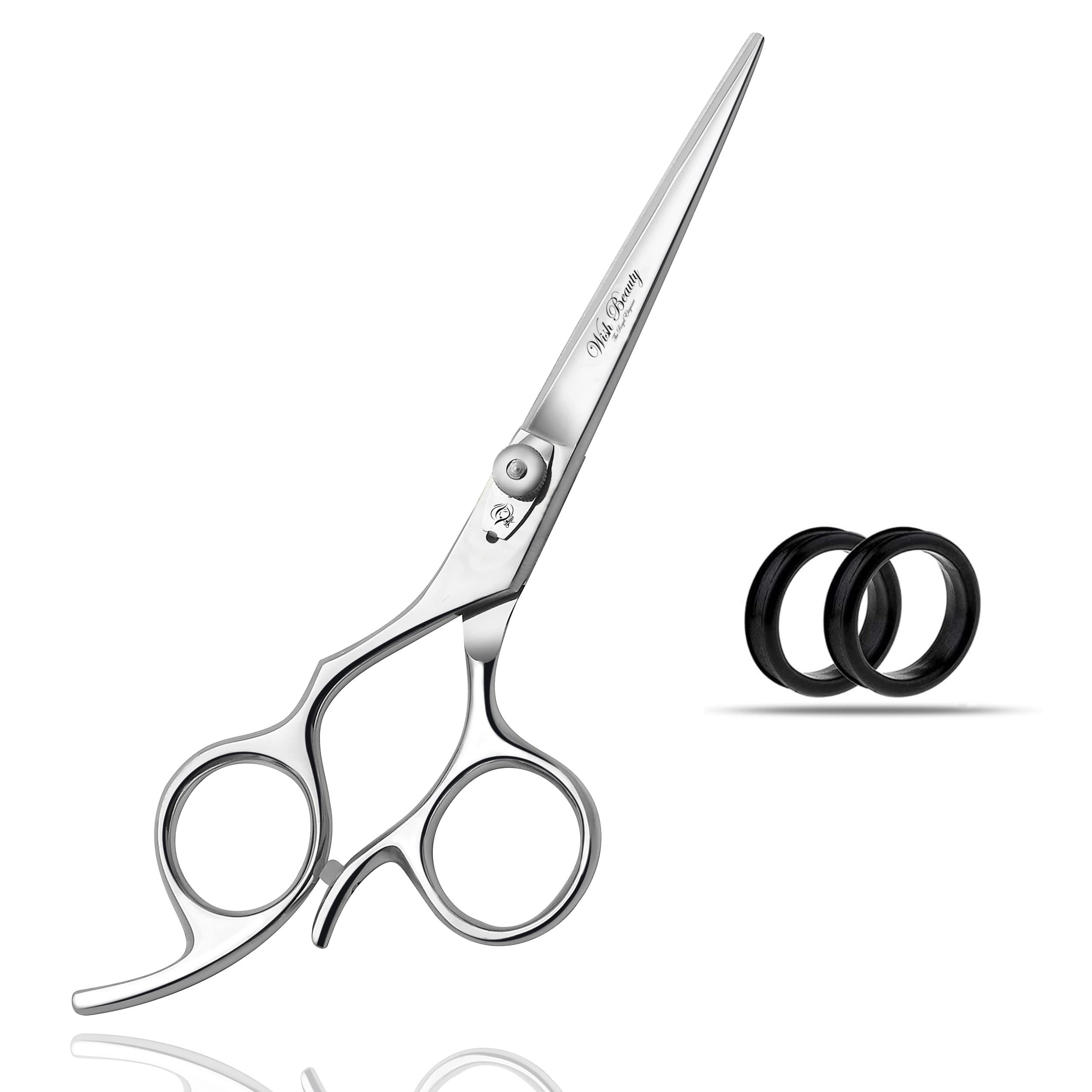Wish Beauty,The Royal Elegance Men's Silver Left Handed Hairdressing Scissors Hair Scissor, Wishbeauty Professional Sharp Left Hand Barber Scissors 6.5” Lefty Hair Cutting Scissors, Hairdresser Scissors Salon Haircut Scissors Hair (Silver)