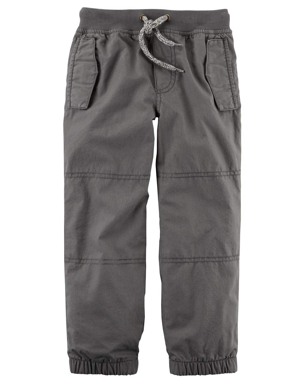 Carter's Baby Boys' Jersey-Lined Poplin Joggers, Gray, 3 Months