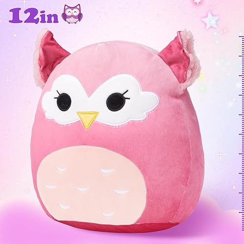 Miniatura 5 de BSTAOFY Linda almohada de felpa suave de búho con máscara de ojos extraíble, cojín de peluche de búho esponjoso, almohada elástica para la siesta,