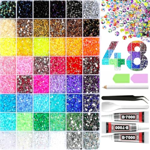 48 couleurs trousse paillettes strass 3mm pour crafts DIY