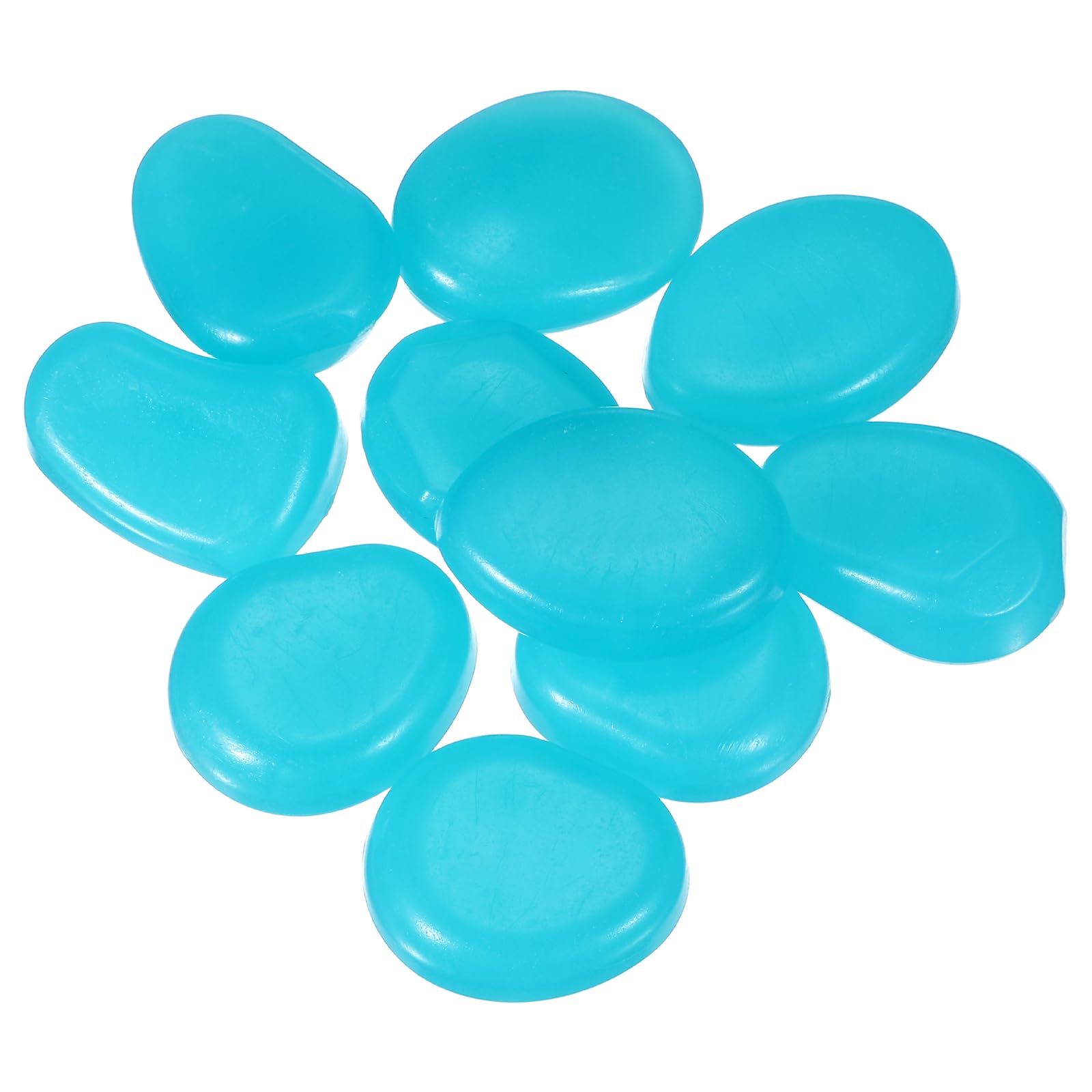 YELARXI Large Glow in the Dark Stones, Luminous Pebbles Stones Glowing Rocks Decorative Light Up Pebbles Fitting for (Fish Tank/Outdoor Garden Decor/Yard/Walkway) 10 Pcs & Light Blue