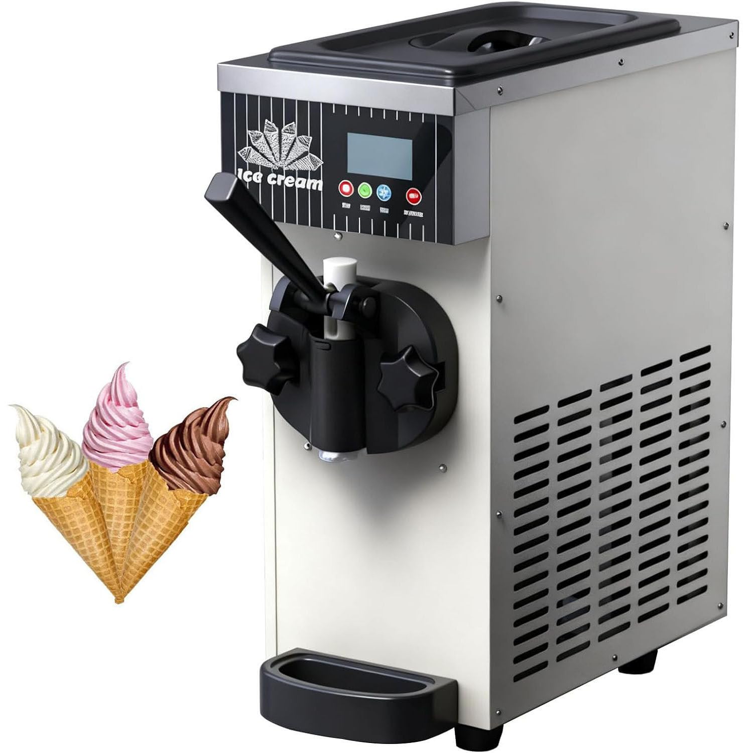 Gelatiera commerciale, 4-5 kg/h, 450W, pre-raffreddamento, allarme automatico di pulizia, touch screen, macchina per gelato morbido da banco per negozi, bar, pasticcerie