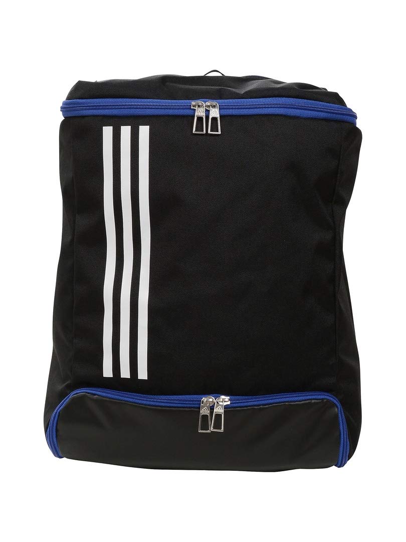 @アディダスサッカーボール用　3層デイパックボールバック リュック ブルー adidas アディダス ボール用デイパック 24L 黒色×青色（外付け