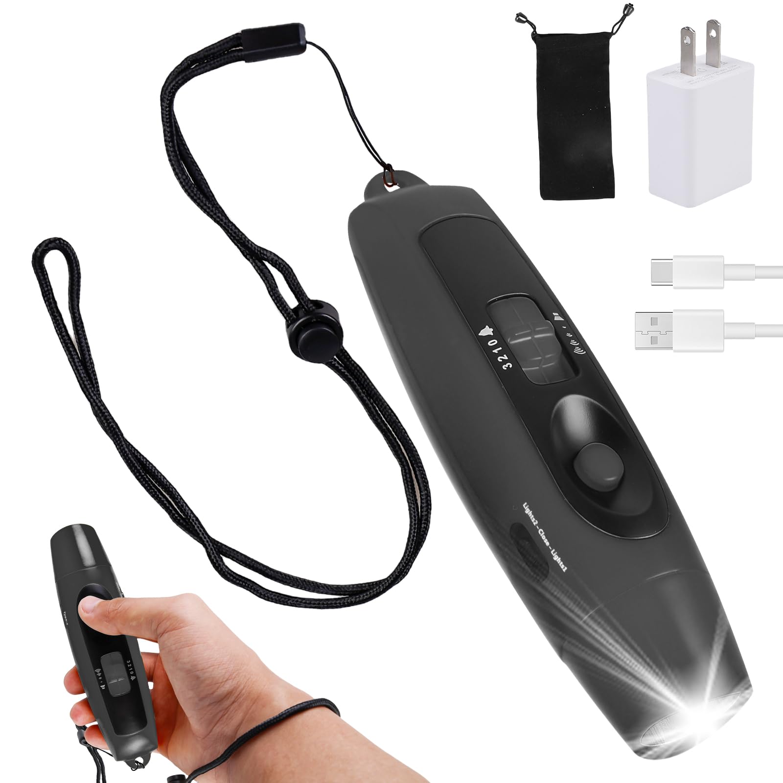 Silbato electrónico de mano con 3 tonos y 2 modos de luz LED, silbato deportivo portátil de alta frecuencia para entrenador y árbitro