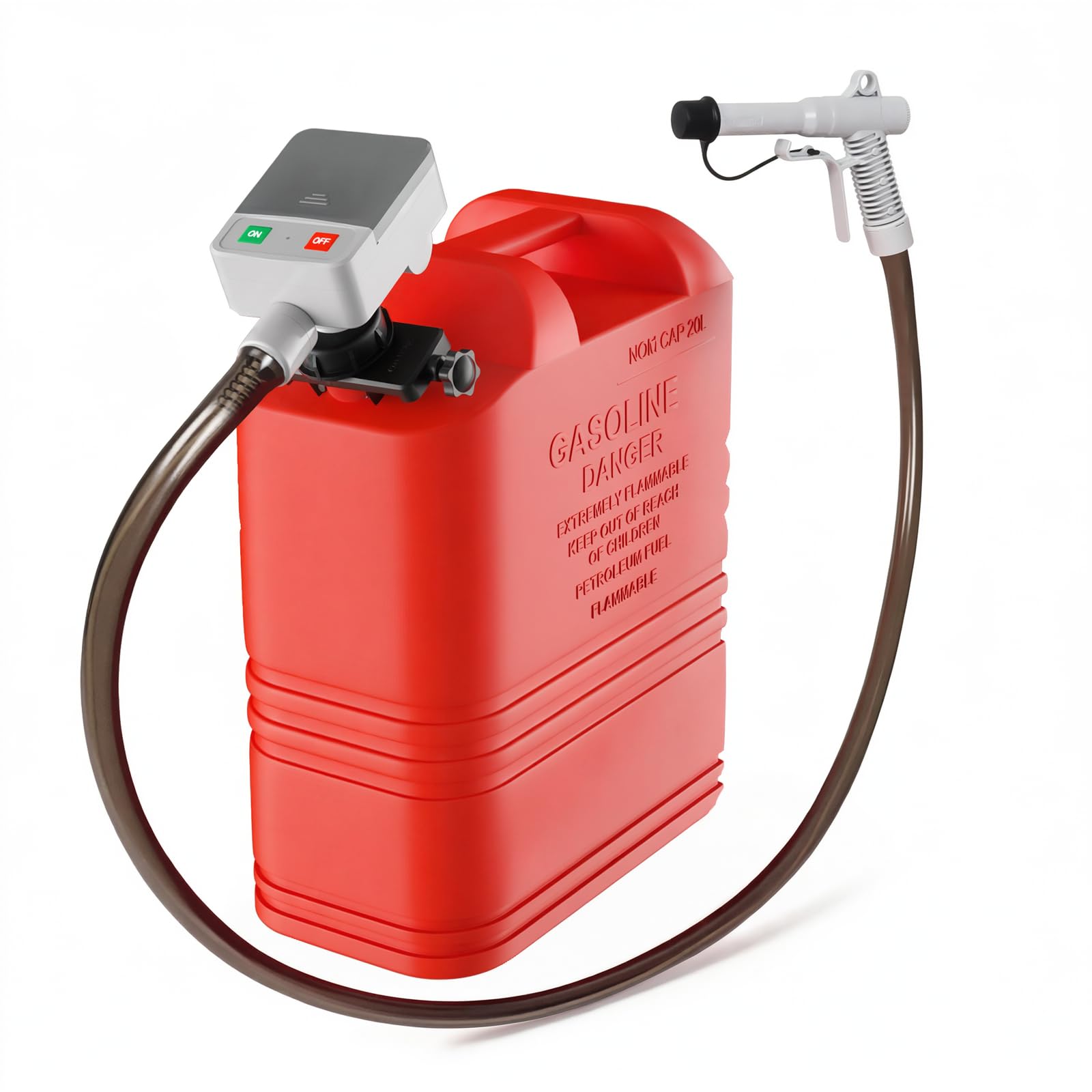 Kraftstoff Umfüllpumpe mit Auto-Stopp-Sensor, Elektrische Benzinpumpe mit Größen-Adapter, Multifunktions Dieselpumpe Kraftstoffpumpe für Kanister Benzin, Öl, Traktor, Generator, Rasenmäher