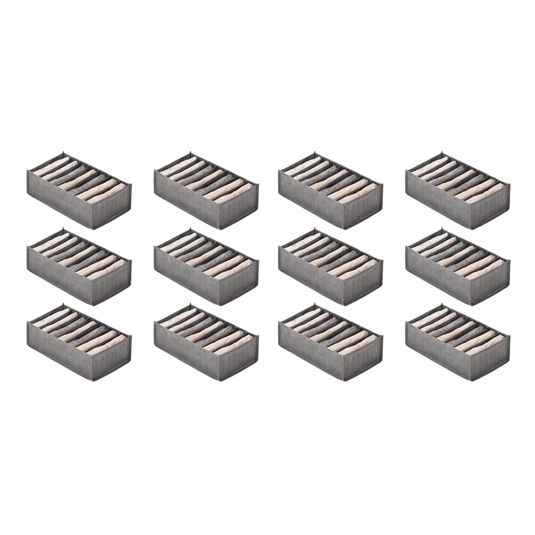 Hndhbfgrt 12Pcs Drawer Boxes for Jeans Trousers T-Shirt Storage Boxes Organiser Cupboard Wardrobe Drawers Organiser 7 Grids S