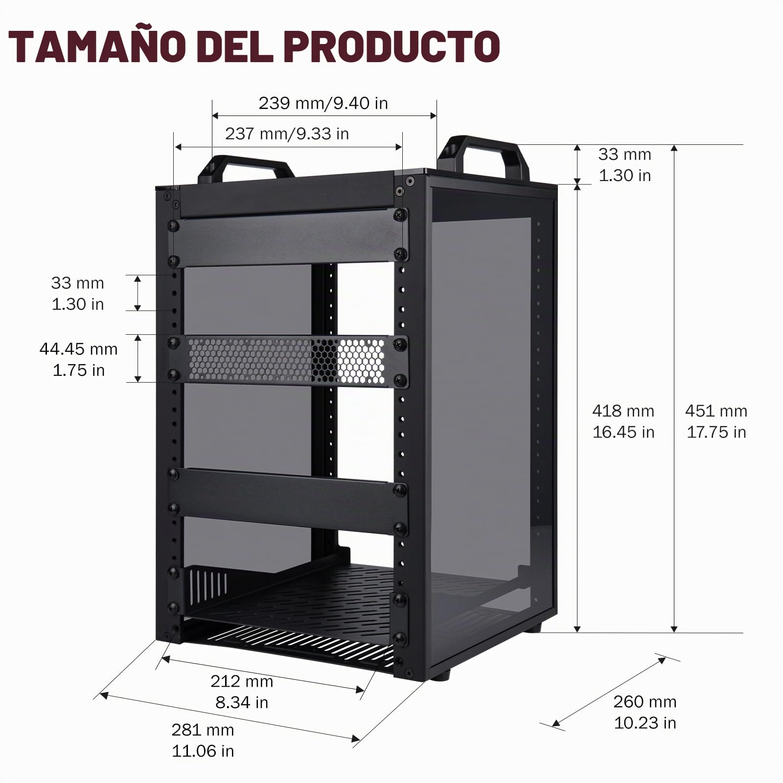 GeeekPi - Gabinete para servidores de 8U, DeskPi RackMate T1 Plus, rack de red de 10 pulgadas para servidores, red, equipo A/V, 10.23 pulgadas de profundidad (negro)