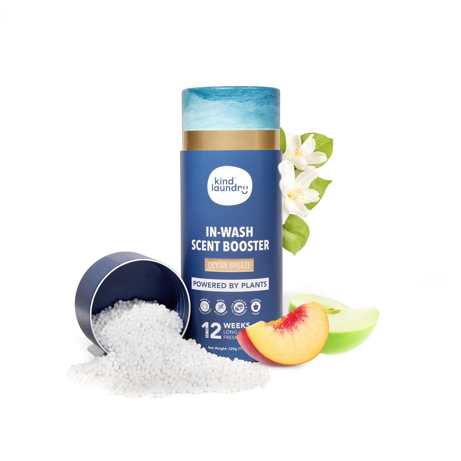 Kind Laundry In Wash Scent Booster Beads - Ocean Breeze - 100% Plant Based - Natural Laundry Booster Beads & Smell Deodorizer - Environment Friendly Odor Eliminator for Clothes (320 grams)