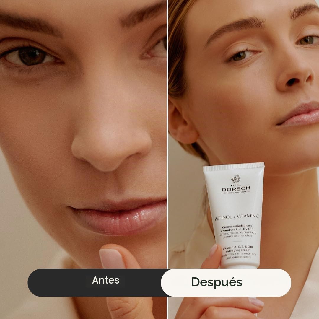 FARMA DORSCH - Retinol + Vitamina C | Crema Facial Antiarrugas Hidratante | Eficacia Clínica Probada: 95% Reducción de Arrugas | Fórmula Vegana y Eficaz | 50 ml
