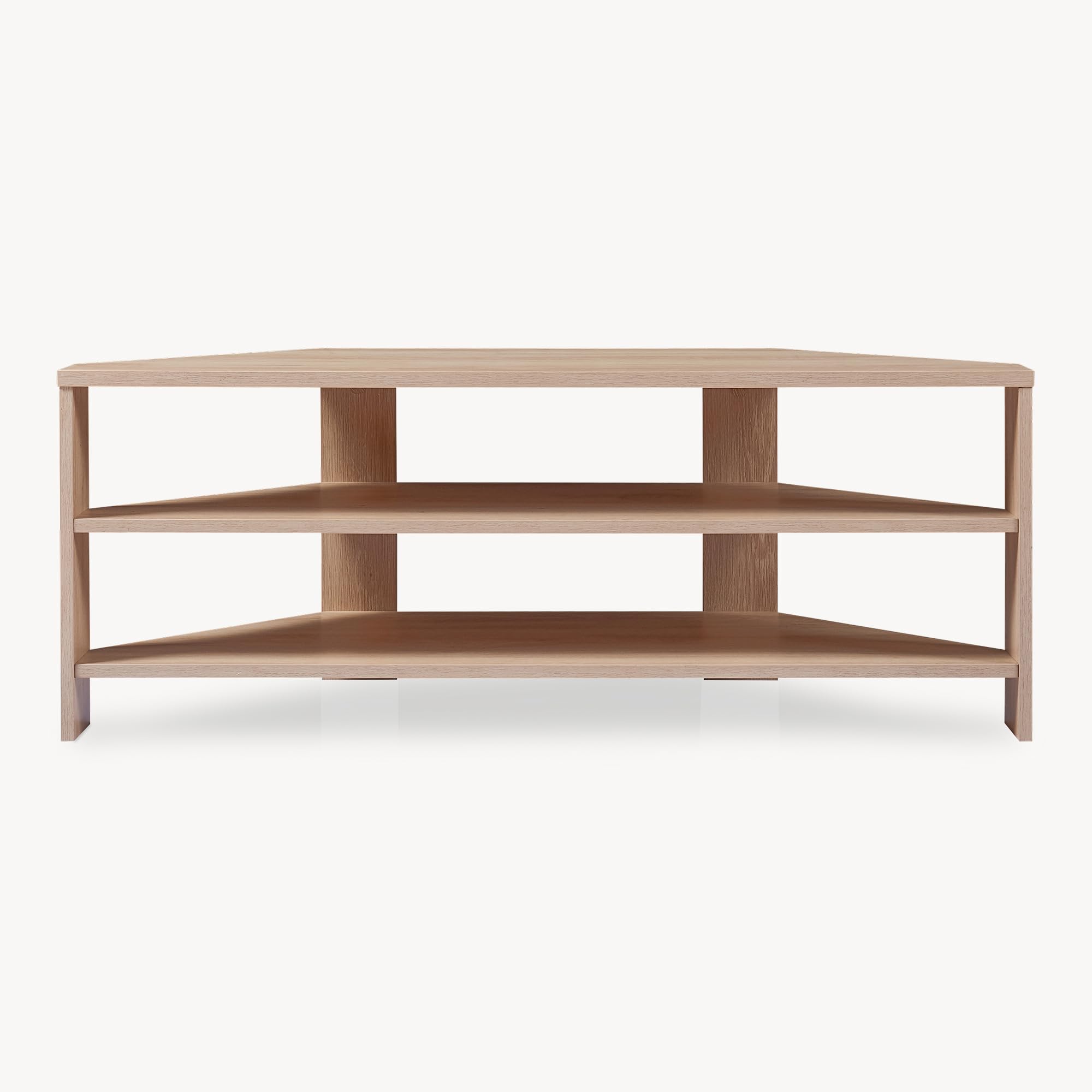 [en.casa] Mobile Porta TV con 2 Ripiani Tavolo Basso Aperto Espositore Angolare Stand Multimediale per Soggiorno Studio 110 x 36 x 42 cm - Effetto Rovere