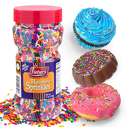 Lieber s Rainbow Sprinkles | Tasty Colorful Jimmies Are A Great Dessert Topping For Cooking, Baking & Decorating Ice Cream | 11 Ounces (Pack of 1)