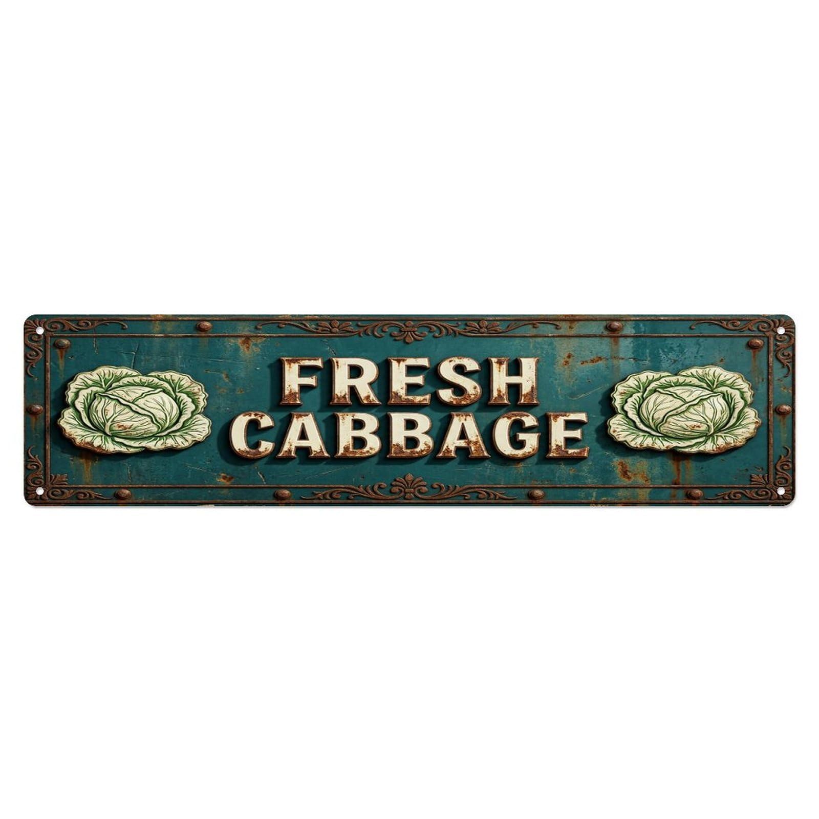 FRESH CABBAGE Vintage Vegetable Rustic Farmhouse Metal Tin Sign