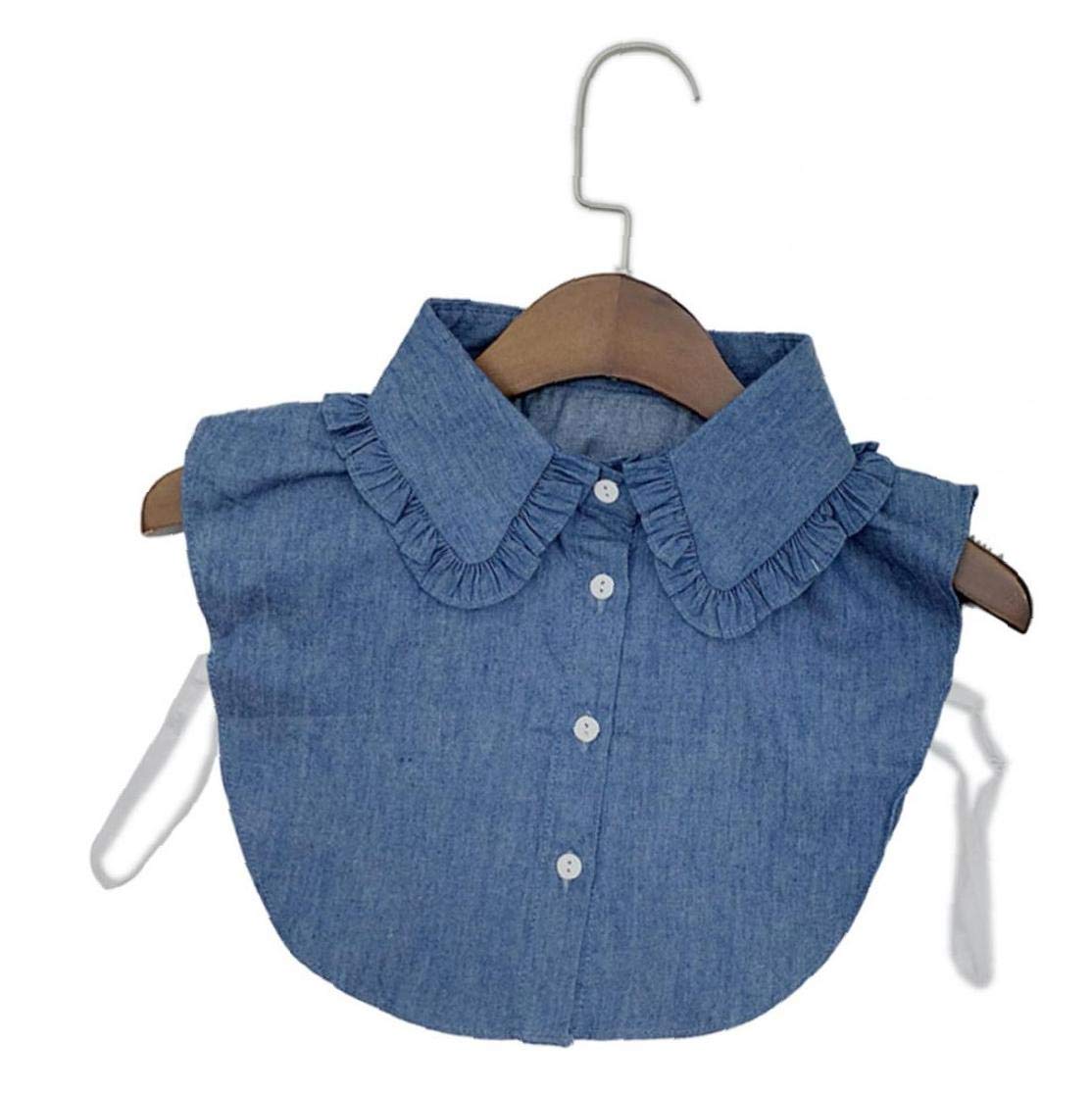 Zonfer Women's Style 1 Fake Denim Collar Shirt Collar Tie Vintage Detachable Collar False Collar Lapel Blouse Top For