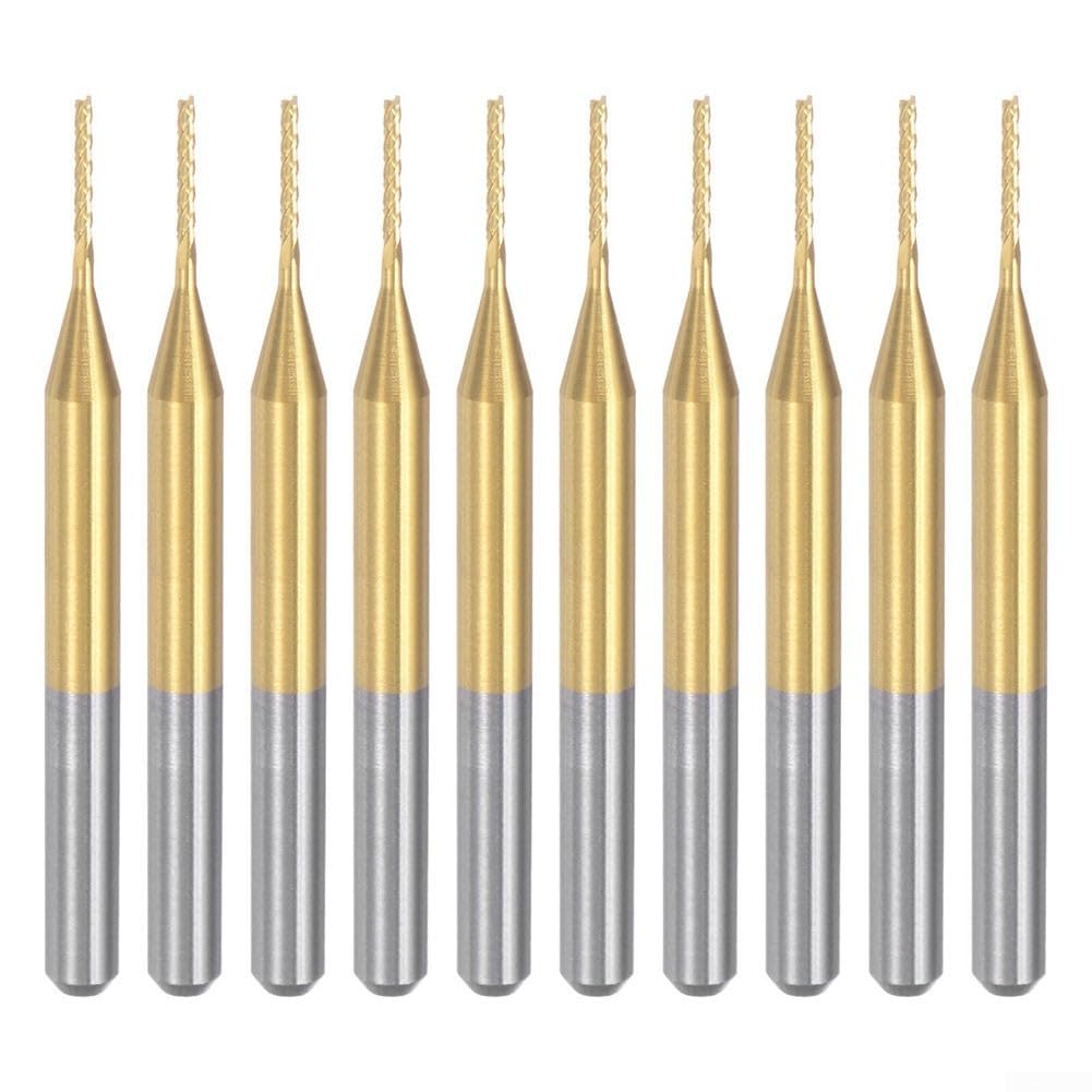 10 punte da incisione in carburo da 0,8 mm con gambo da 1/8", rivestite per fresa CNC per PCB, metallo, legno, plastica, di grado industriale