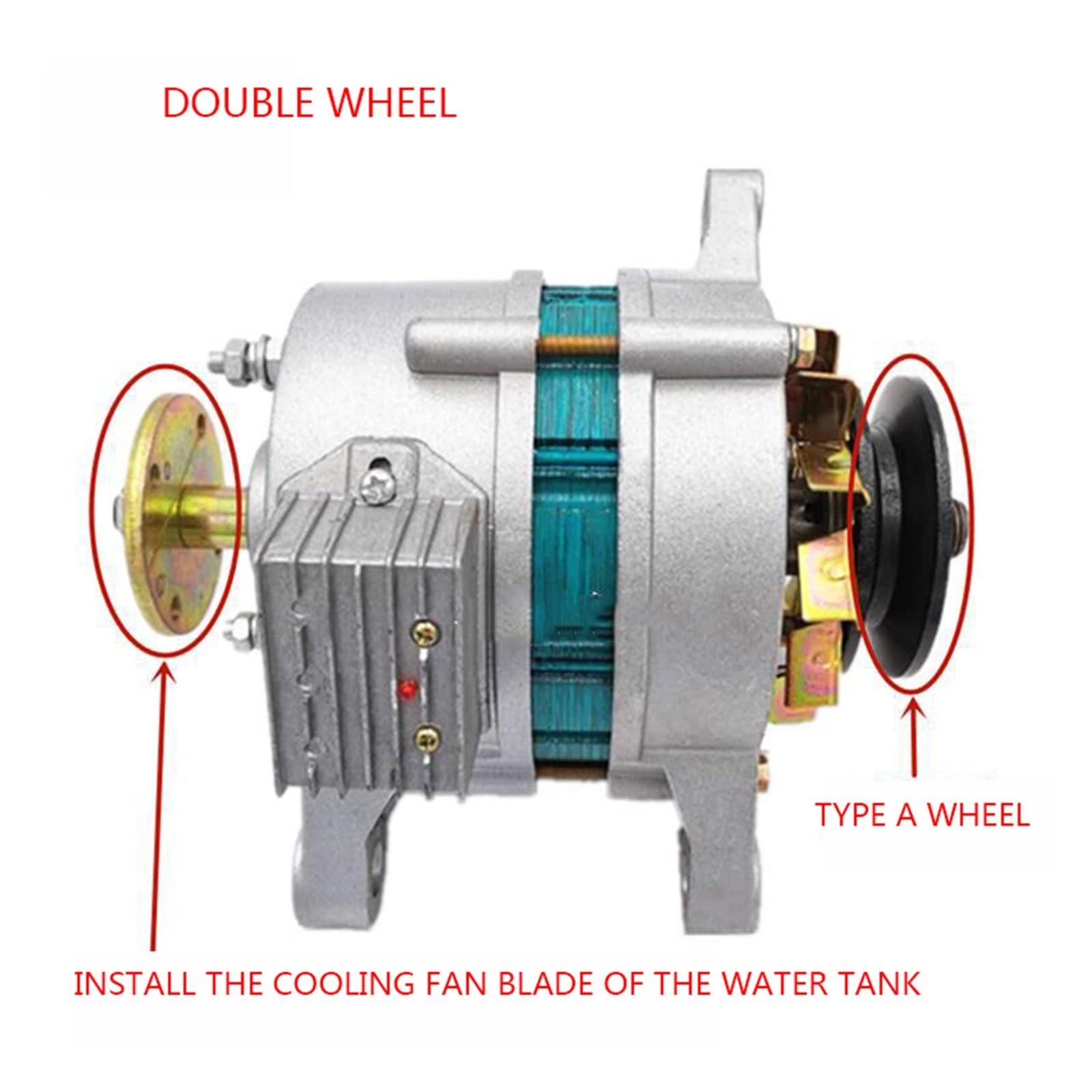 Ricarica CA/CC con generatore di lampade 12v14v Generatore magneti permanenti a doppio uso for trattori a triciclo for veicoli agricoli Per uso fai da te(500W double wheel)