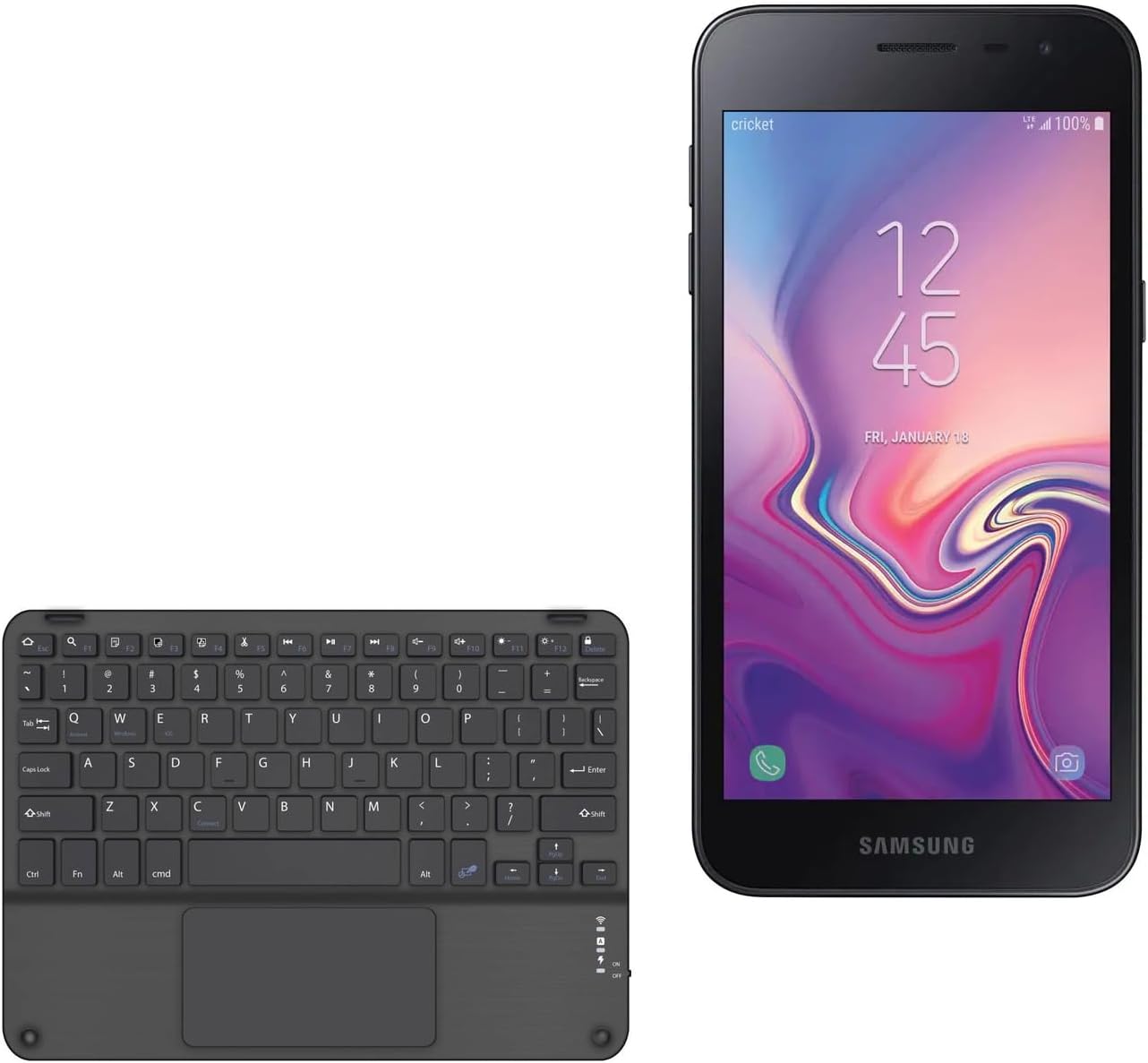 BoxWave Keyboard Compatible with Samsung Galaxy J2 Pure - SlimKeys Bluetooth Keyboard with Trackpad, Portable Slim TouchPad - Jet Black