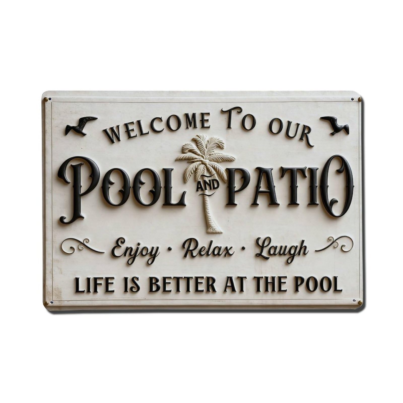 Iageret Vintage Welcome To Our Pool And Patio Metal Tin Sign Retro Wall Decor, Bar Garage Cafe Kitchen Home Wall Art Poster Decoration 8X12inches