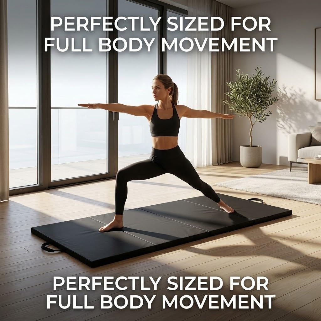 Esterilla de yoga lavable para gimnasio, ejercicio, gimnasia, entrenamiento, espuma de alto destino, plegable, 72 x 24 x 22 mm, tapete de yoga plegable para viajes, tapete