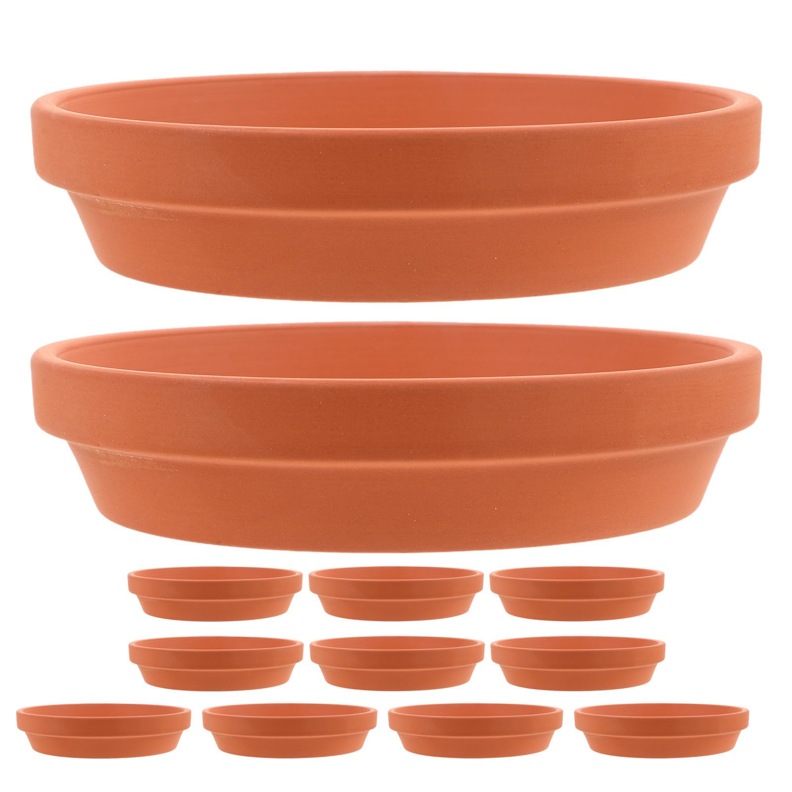 iplusmile 12 Pezzi Sottovaso Rotondo in Terracotta per Vaso da Esterno, Raccoglie Acqua in Eccesso e Previene umidità, Elegante Vassoio per Piante da Balcone e Giardino