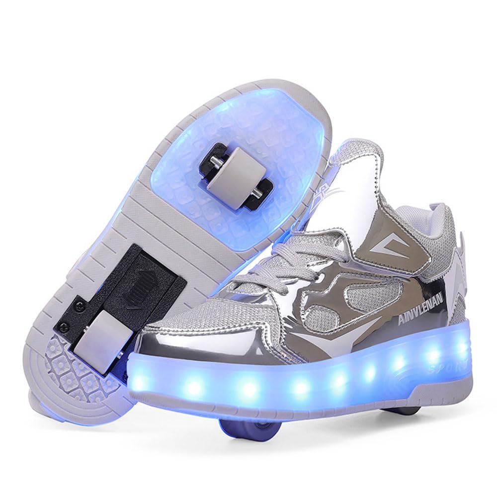 Chaussures à Roulettes Hiseng Pour Enfants - Basket Skate Rétractable - Taille 31-40 EU - 6-16 Ans