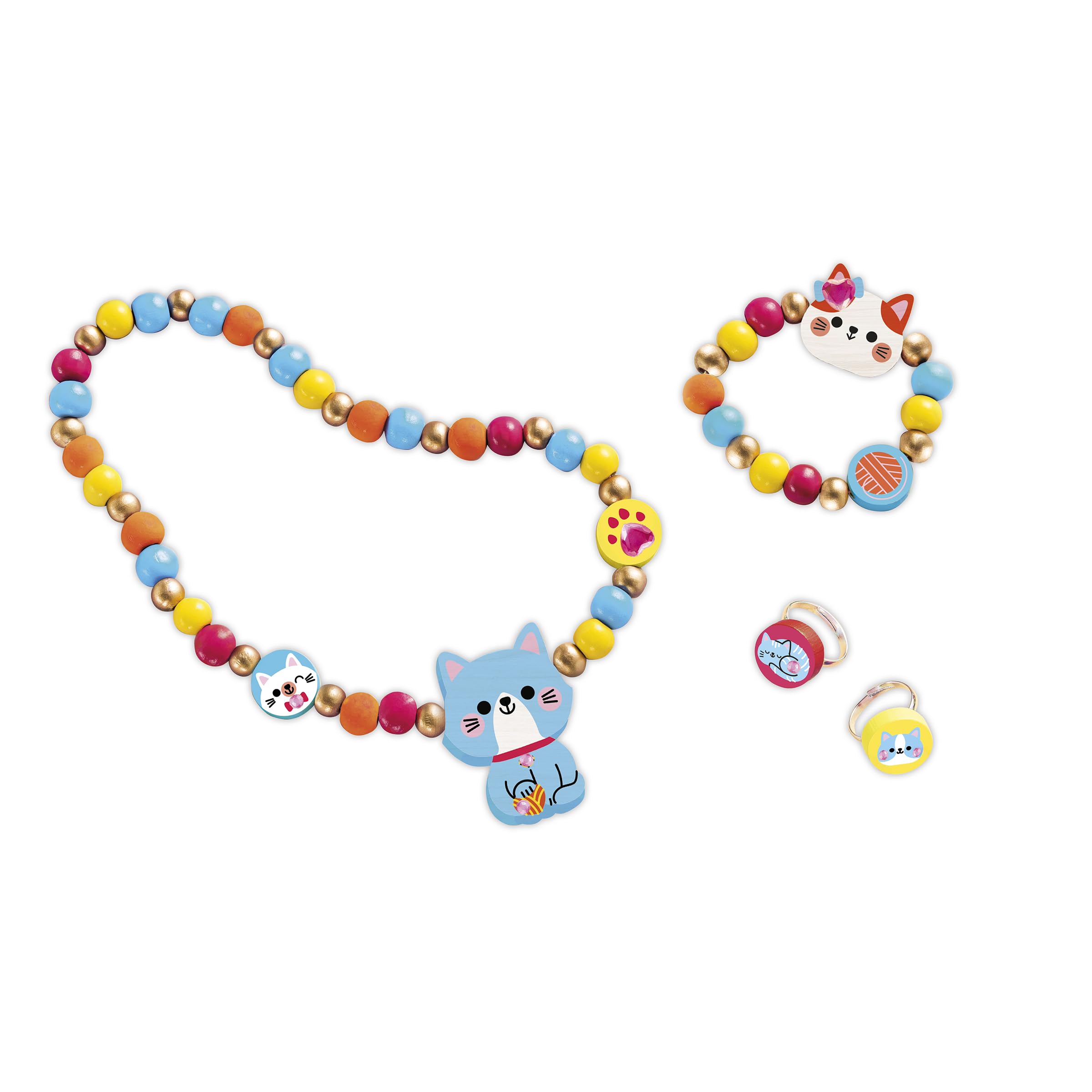 Janod, 4 Wooden Jewellery to Create Little Cats, First Jewellery Workshops, DIY Jewellery Creation - Image 3