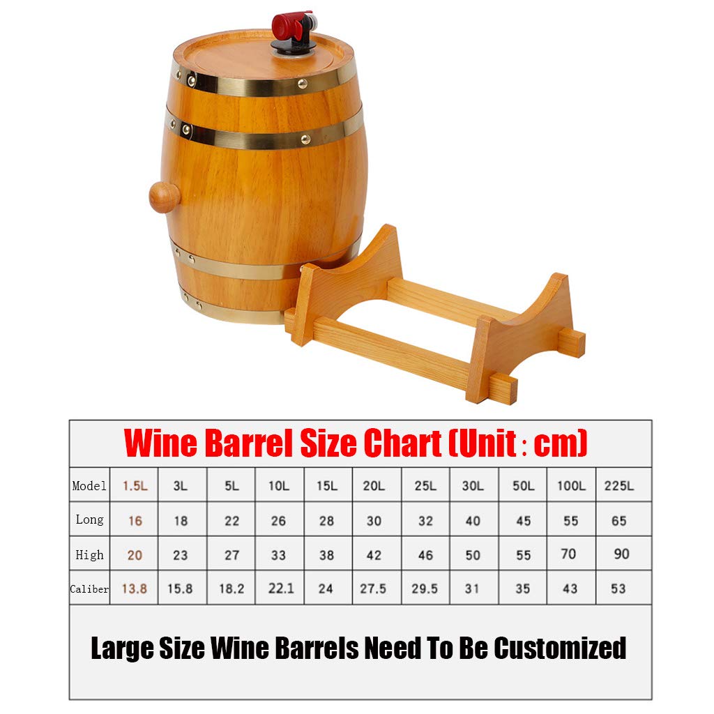 Tonneau de Vin en Chêne Tonneau De Chêne 3L/5L/10L/15L/20L/30L/50L Tonneau De Vin Convient Pour La Vinification Ou Pour Le Stockage Le Tien Whisky, Bière, Du Vin, Bourbon, Cognac(Casier à Vi(Size:10L)