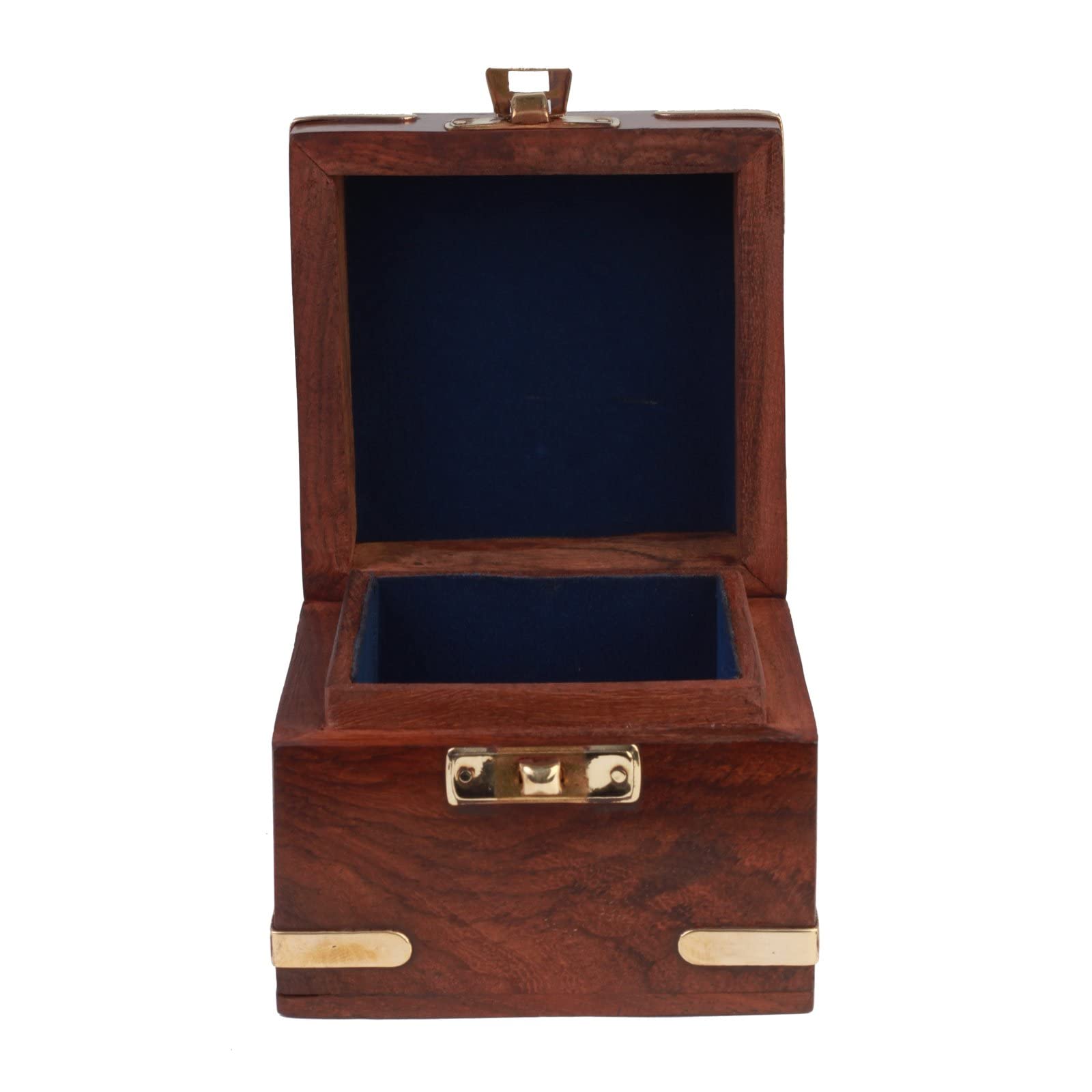 Kartique Hand Made Wooden Multi Utility Jewellery Box with Brass Strip Decoration on Corners