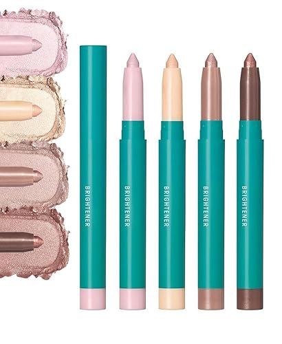 4 barras de sombra de ojos, sombra de ojos, iluminador con brillantina, delineador de ojos de maquillaje, maquillaje de ojos cremoso brillante de