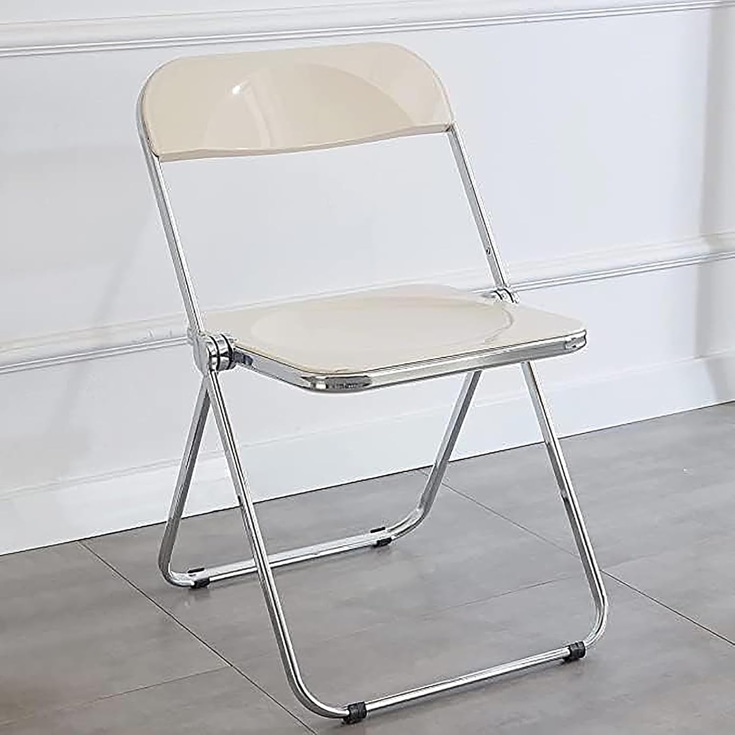 Folding Chairs, Outdoor Chair, Acrylic Chair for Multiple Application, Modern Folding Chairs for Living Room, Dining Room, Bedroom, Game Room (Color : White)