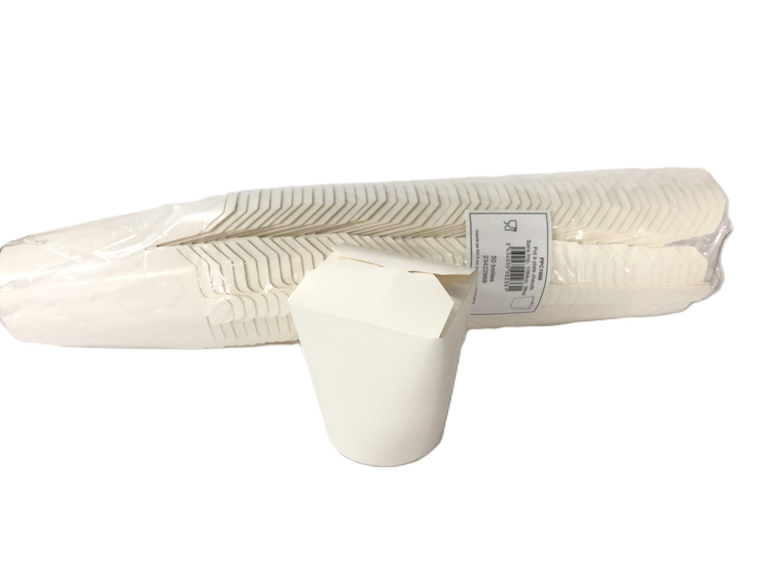 JEM Emballage garrigou - Lot 50 Boites Carton Blanc Pasta Box Nouilles Pâtes Plats Cuisinés Plats Asiatiques et Orientaux Vente à Emporter (480 ML)