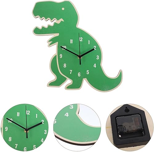 Miniatura 7 de VOSAREA Reloj de pared sin tictac, con forma de dinosaurio, colgante, reloj de aprendizaje, reloj de dibujos animados, moderno, funciona con pilas,
