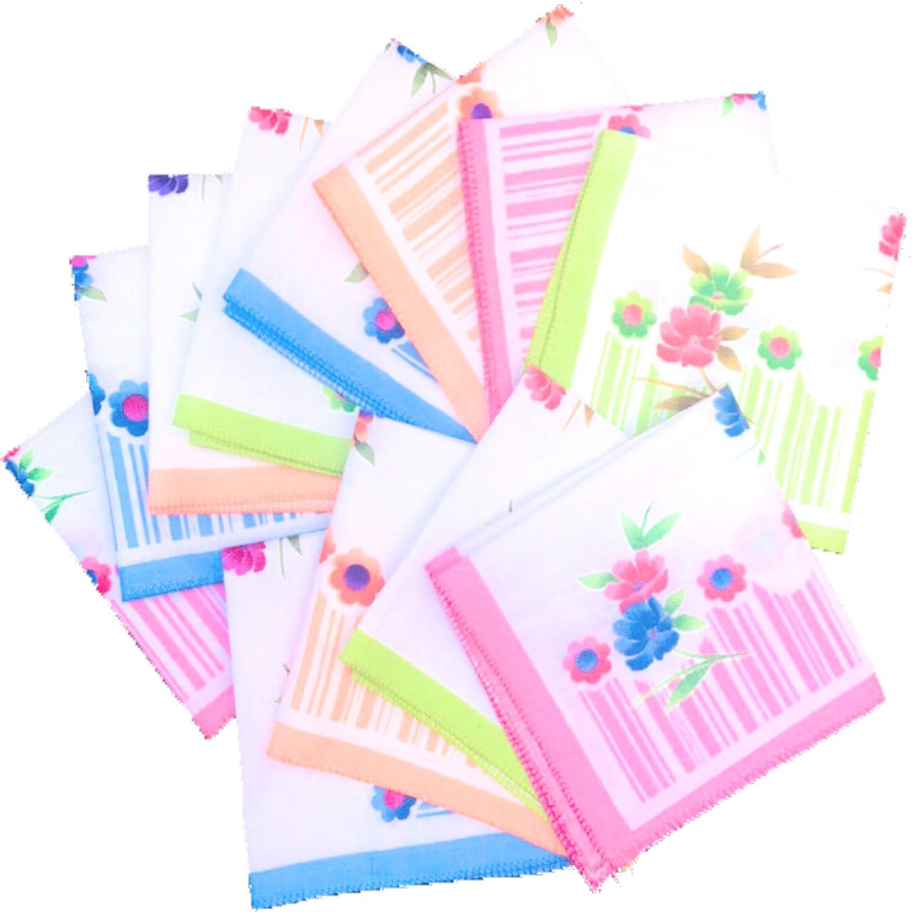 100% Pure Cotton Floral printed Hankies(Pack of 12)-image-18