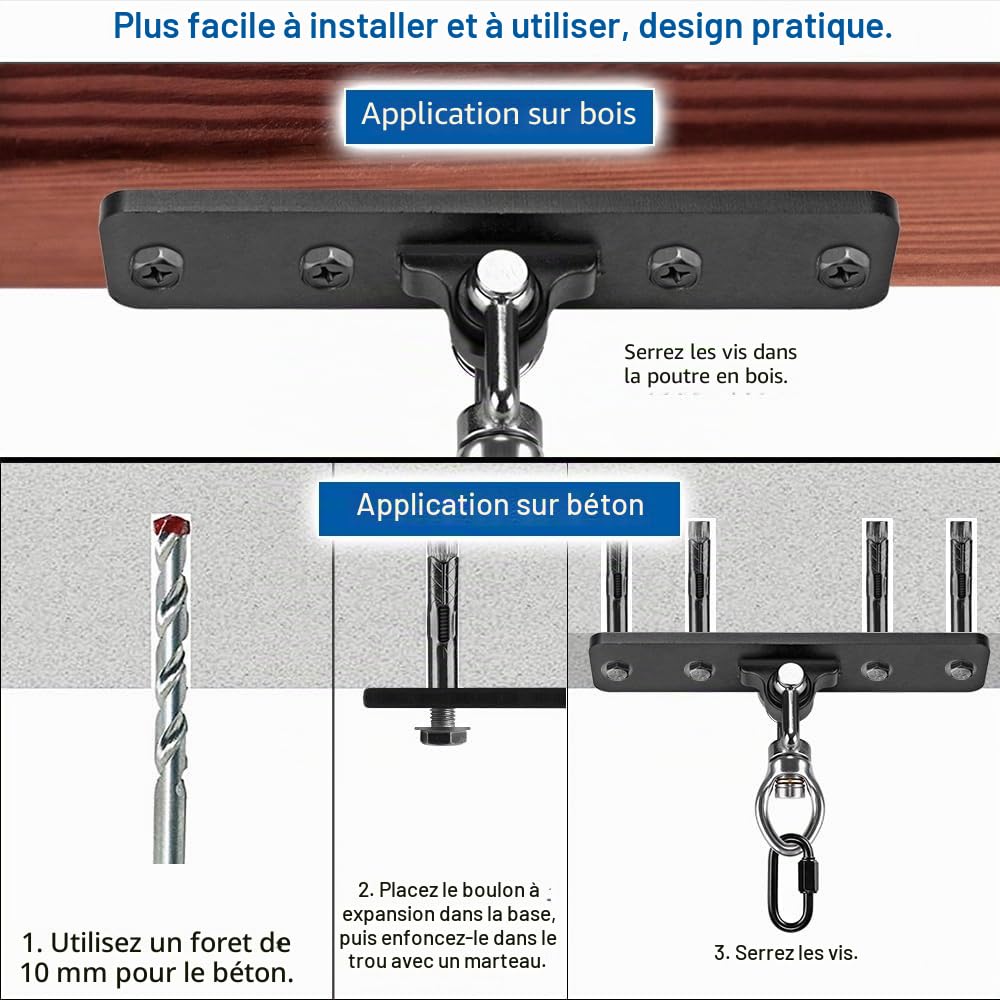 Kipika Support de Sac Lourd – Support de Suspension Robuste en Acier pour Sac de Frappe, Support Mural au Plafond pour la Boxe, Le Kickboxing, Le Muay Thai, et l'équipement de Fitness à Domicile